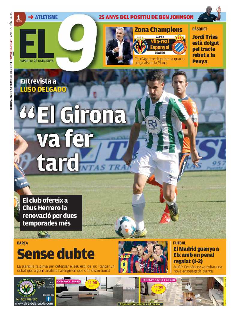 9 Esportiu. Comarques gironines, El. 26/9/2013. [Issue]