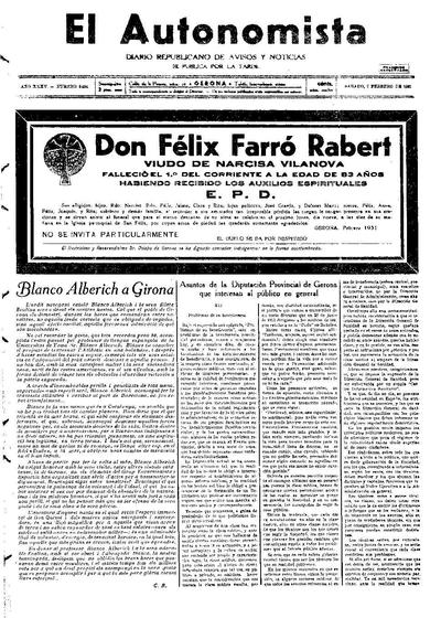 Autonomista, L'. 7/2/1931. [Issue]