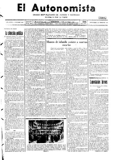 Autonomista, L'. 11/2/1931. [Issue]