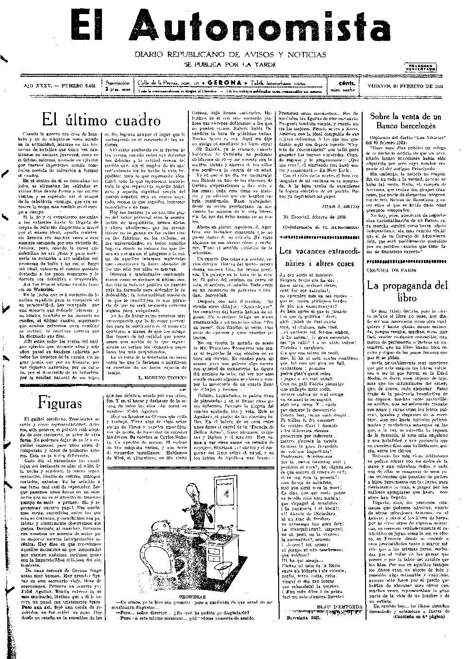 Autonomista, L'. 20/2/1931. [Issue]