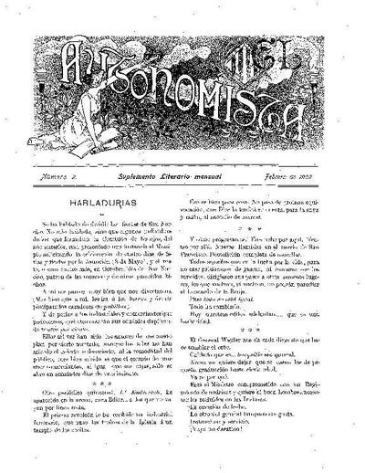 Autonomista. Suplement Literari, L'. 1/2/1902. [Issue]