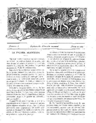 Autonomista. Suplement Literari, L'. 1/3/1902. [Issue]
