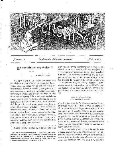 Autonomista. Suplement Literari, L'. 1/4/1902. [Issue]