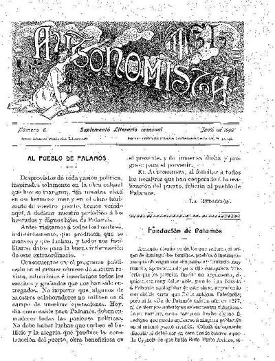 Autonomista. Suplement Literari, L'. 1/6/1902. [Ejemplar]