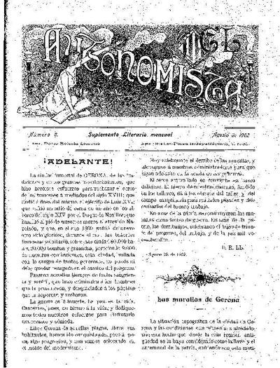 Autonomista. Suplement Literari, L'. 1/8/1902. [Issue]