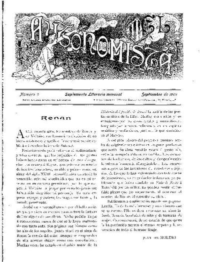 Autonomista. Suplement Literari, L'. 1/9/1903. [Issue]