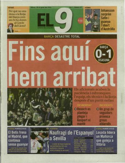 9 Esportiu, El. 28/1/2002. [Issue]