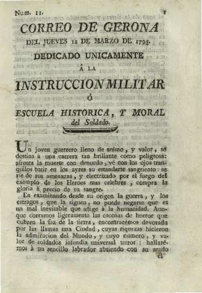Correo de Gerona. 12/3/1795. [Ejemplar]