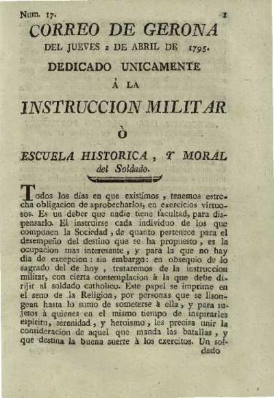 Correo de Gerona. 2/4/1795. [Issue]