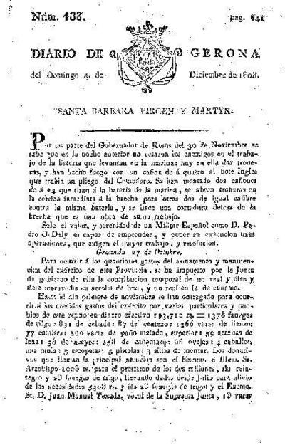 Diario de Gerona. 4/12/1808. [Ejemplar]