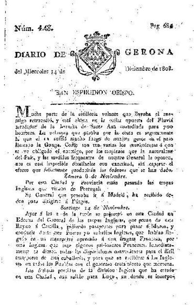 Diario de Gerona. 14/12/1808. [Ejemplar]