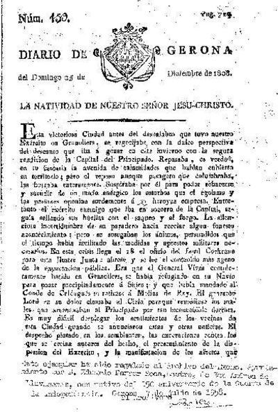 Diario de Gerona. 25/12/1808. [Exemplar]