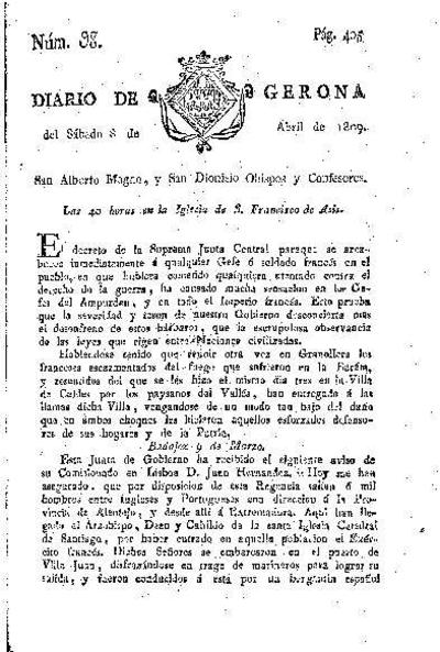 Diario de Gerona. 8/4/1809. [Ejemplar]
