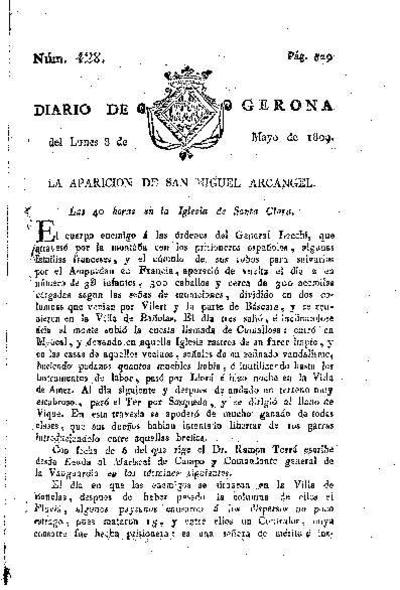 Diario de Gerona. 8/5/1809. [Exemplar]