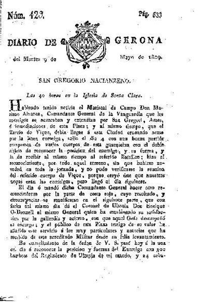 Diario de Gerona. 9/5/1809. [Issue]