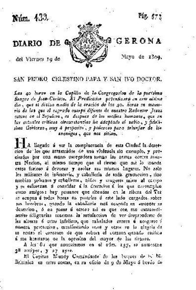 Diario de Gerona. 19/5/1809. [Exemplar]