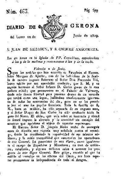 Diario de Gerona. 12/6/1809. [Issue]