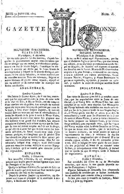 Gazette de Gironne. 30/1/1812. [Ejemplar]