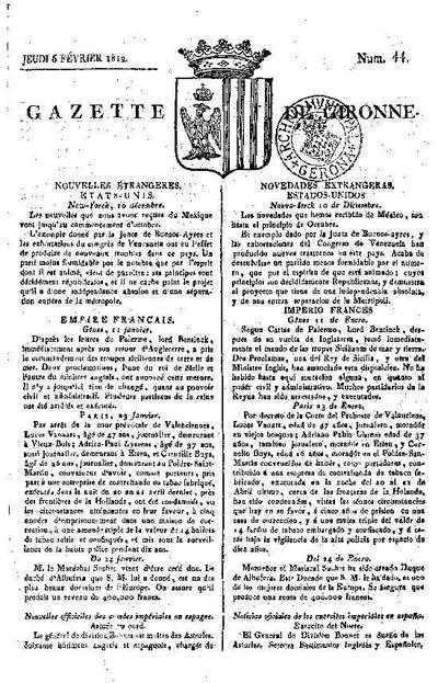 Gazette de Gironne. 6/2/1812. [Issue]