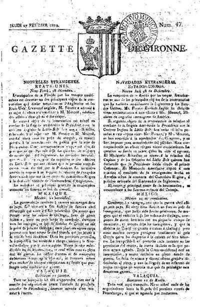 Gazette de Gironne. 27/2/1812. [Issue]
