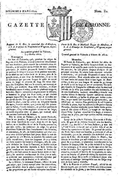 Gazette de Gironne. 8/3/1812. [Issue]