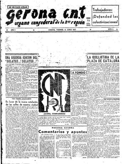 Gerona CNT. 11/6/1937. [Ejemplar]