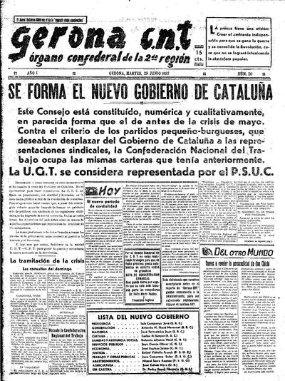 Gerona CNT. 29/6/1937. [Ejemplar]