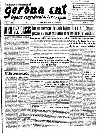 Gerona CNT. 30/6/1937. [Issue]
