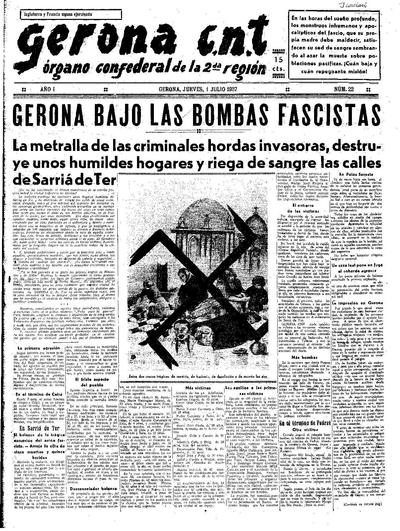 Gerona CNT. 1/7/1937. [Ejemplar]