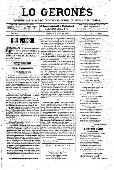 Geronés, Lo. 7/4/1894. [Exemplar]