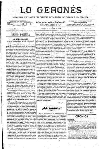 Geronés, Lo. 14/4/1894. [Issue]