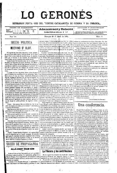 Geronés, Lo. 28/4/1894. [Ejemplar]
