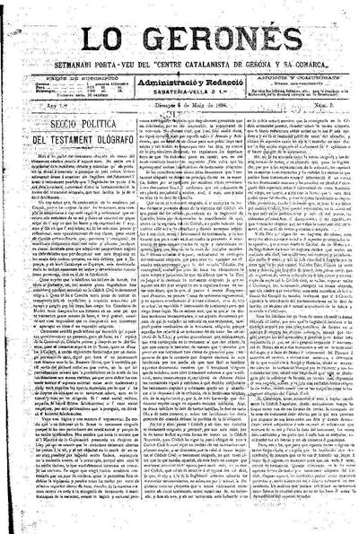 Geronés, Lo. 5/5/1894. [Ejemplar]