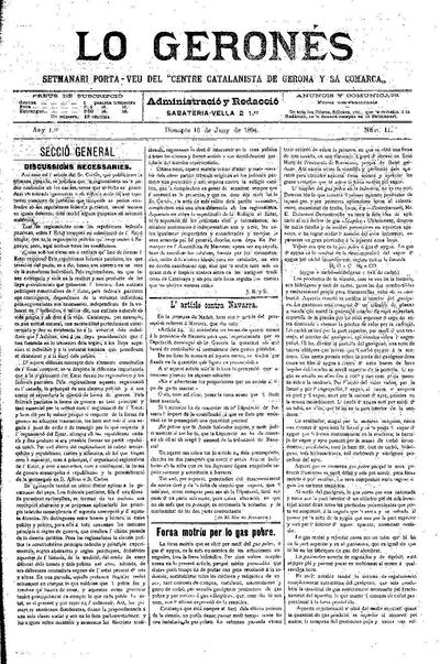 Geronés, Lo. 16/6/1894. [Issue]