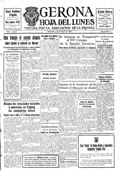 Hoja del Lunes. 16/1/1950. [Issue]