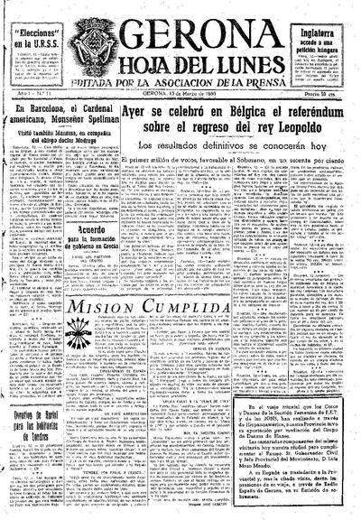 Hoja del Lunes. 13/3/1950. [Issue]