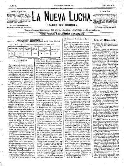 Nueva Lucha, La. 8/1/1887. [Exemplar]