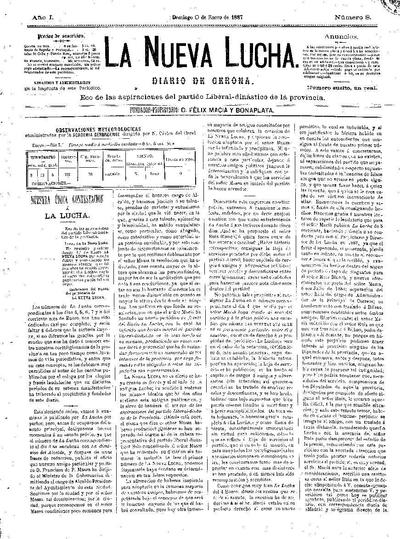 Nueva Lucha, La. 9/1/1887. [Exemplar]