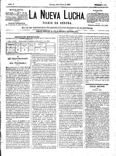 Nueva Lucha, La. 16/1/1887. [Exemplar]