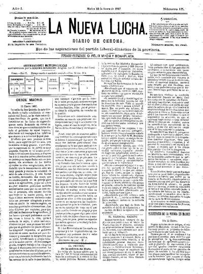 Nueva Lucha, La. 18/1/1887. [Issue]