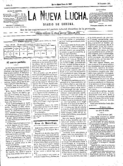 Nueva Lucha, La. 25/1/1887. [Exemplar]