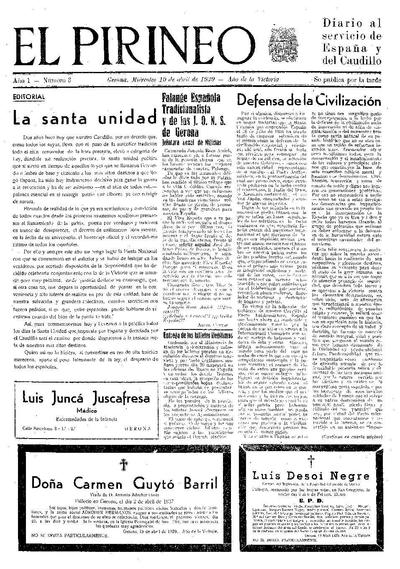 Pirineo, El. 19/4/1939. [Exemplar]