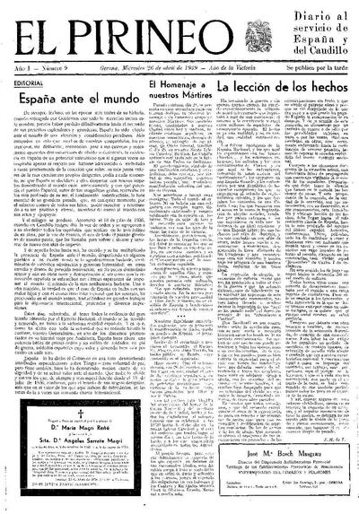 Pirineo, El. 26/4/1939. [Issue]