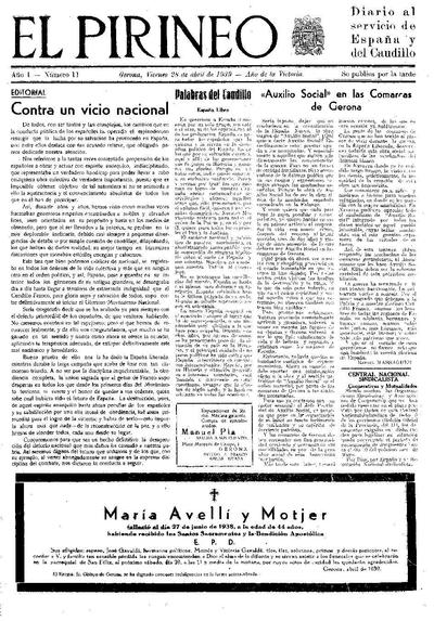 Pirineo, El. 28/4/1939. [Issue]