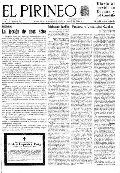 Pirineo, El. 1/5/1939. [Issue]