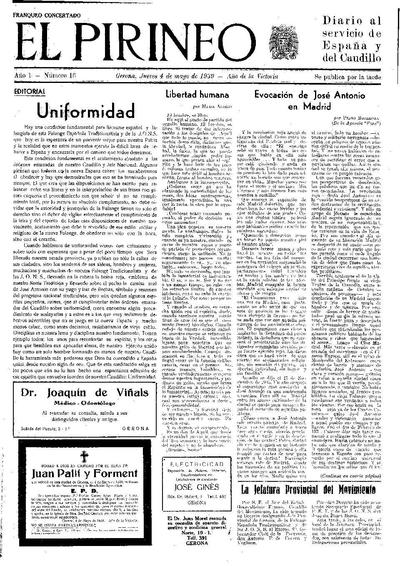 Pirineo, El. 4/5/1939. [Issue]