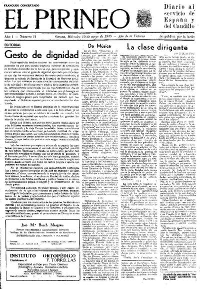 Pirineo, El. 10/5/1939. [Issue]