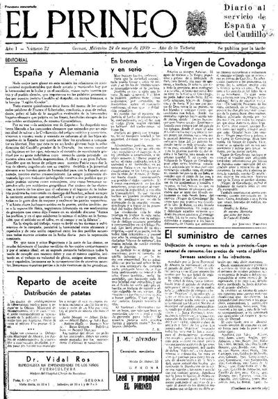 Pirineo, El. 24/5/1939. [Issue]