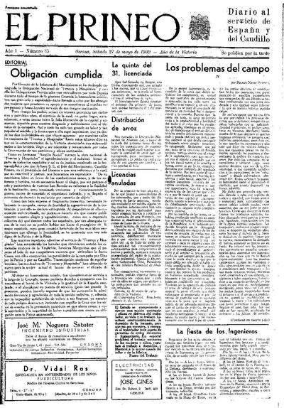 Pirineo, El. 27/5/1939. [Issue]