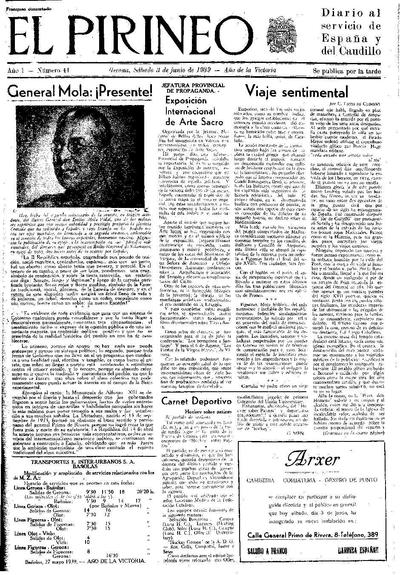 Pirineo, El. 3/6/1939. [Issue]